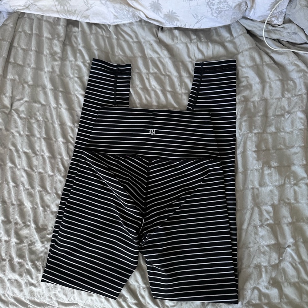 lululemon athletica Black and White Striped Leggings